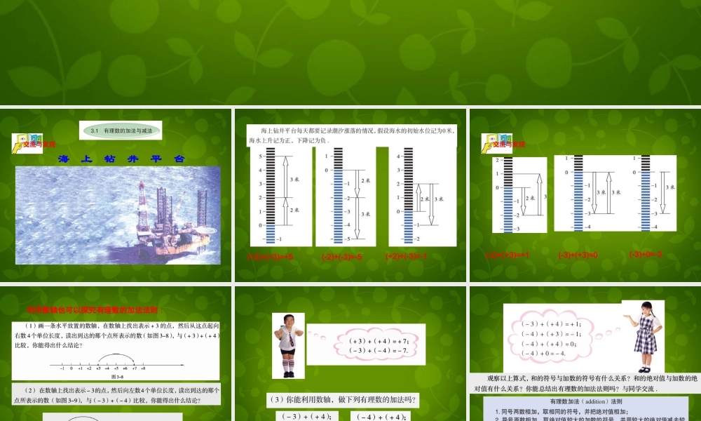 七年级数学上册 3.1 有理数的加法与减法课件1 (新版)青岛版 课件