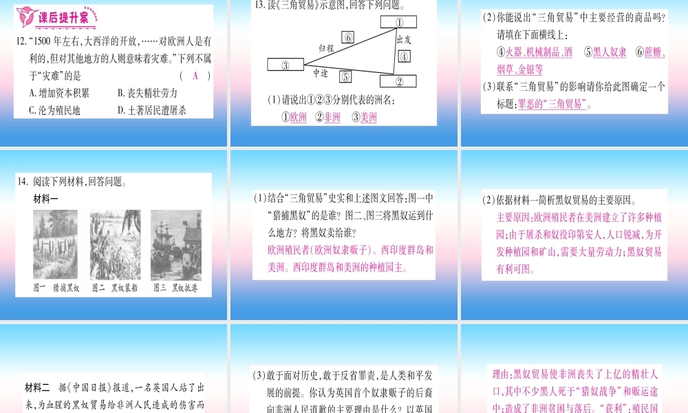 九年级历史上册 第5单元 步入近代 第16课 早期殖民掠夺习题课件 新人教版 课件