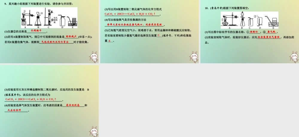 九年级化学上册 第6单元 碳和碳的氧化物 专题突破五 气体的实验室制法作业课件 (新版)新人教版 课件