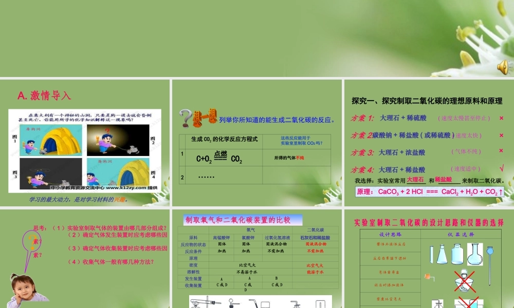 九年级化学上册 二氧化碳制取的研究新授课课件 人教新课标版 课件