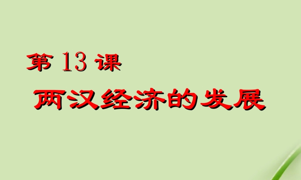 七年级历史上册 第三单元第13课两汉经济的发展课件 人教新课标版 课件