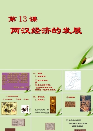 七年级历史上册 第三单元第13课两汉经济的发展课件 人教新课标版 课件