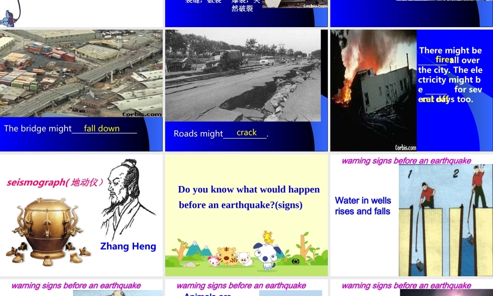 Unit 4 Earthquakes  Warming up & Pre-reading课件必修一 课件