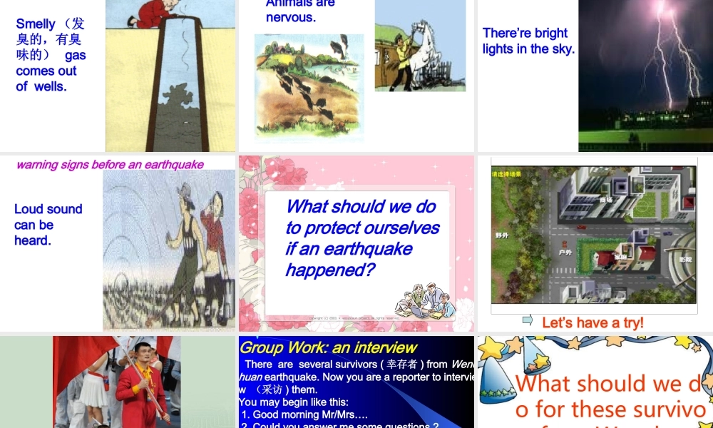 Unit 4 Earthquakes  Warming up & Pre-reading课件必修一 课件