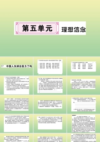 (河南专版)九年级语文上册 第五单元 17 中国人失掉自信力了吗作业课件 新人教版 课件