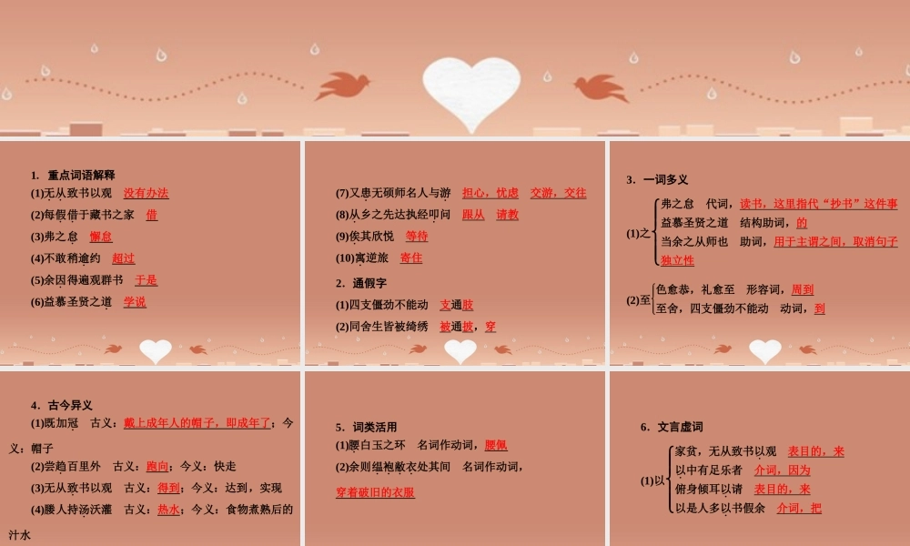 中考语文 第一篇 课内重点文言文梳理十二 送东阳马生序(节选) 讲解课件