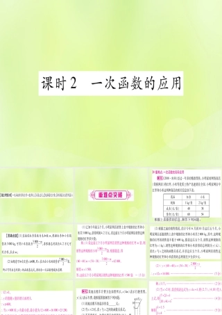 (湖北专用版)版中考数学优化复习 第3章 函数 第2节 一次函数 课时2 一次函数的应用实用课件