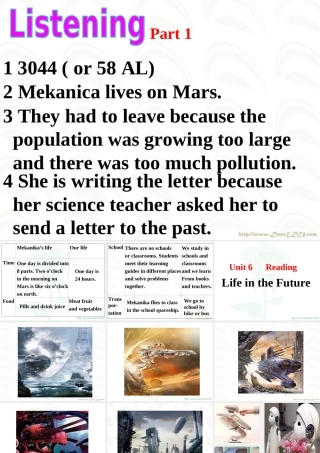 Unit6 Life in the Future reading 人教版 课件