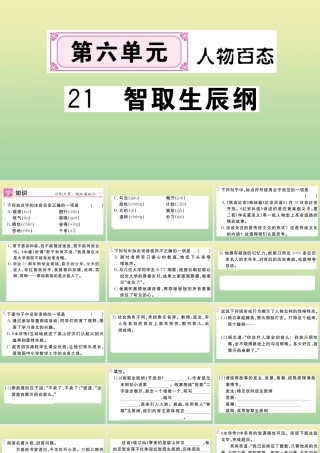 (黄冈专版)九年级语文上册 第六单元 21 智取生辰纲作业课件 新人教版 课件