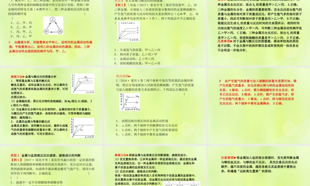 (潍坊专版)中考化学总复习 第一部分 系统复习 成绩基石 第八单元 金属和金属材料 第2课时 金属的化学性质课件 新人教版 课件