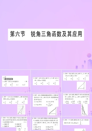 (云南专用)中考数学 第一轮 考点系统复习 第4章 三角形 第6节 锐角三角函数及其应用作业课件