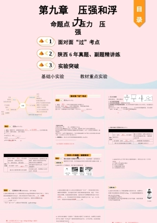 中考物理一轮复习 基础考点一遍过 第十章 压强和浮力 命题点1 压力 压强课件