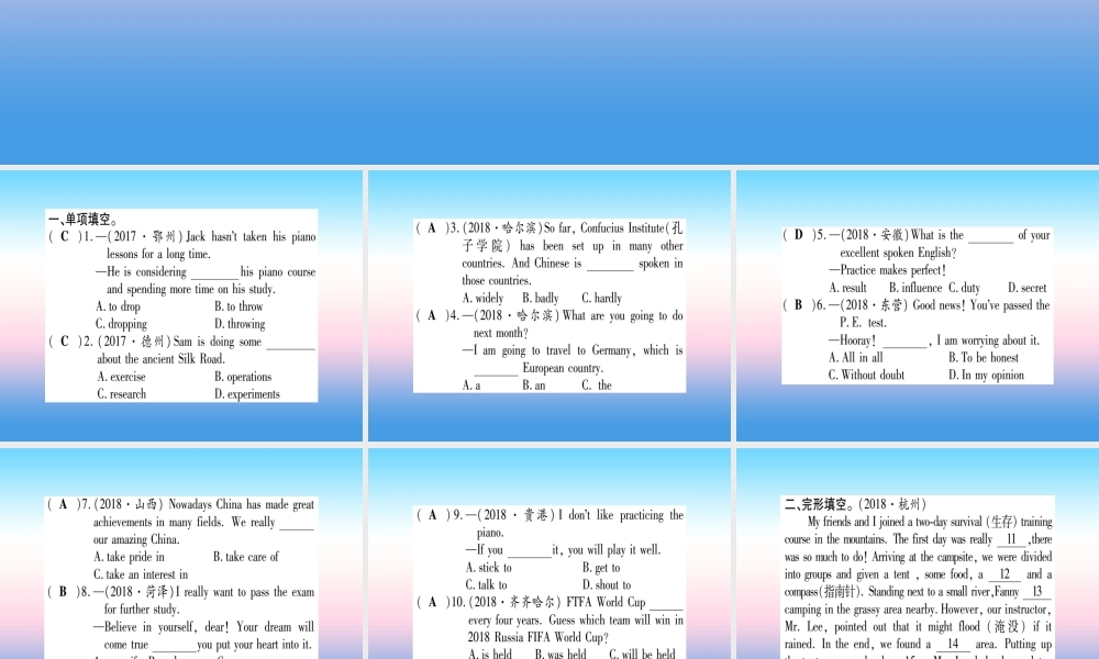 中考英语准点备考 第一部分 教材系统复习 考点精练十五 九上 Unit 3课件
