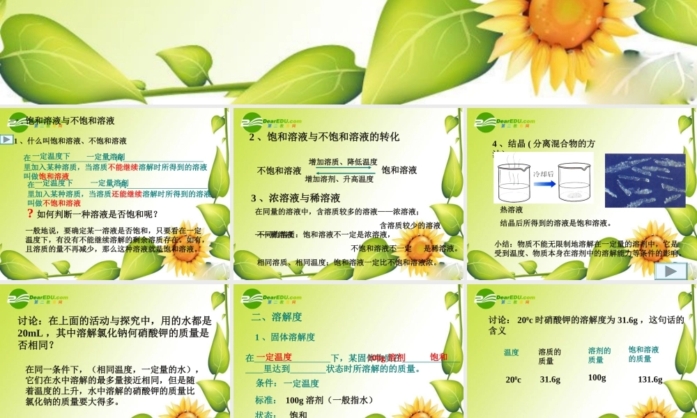 九年级化学下册92溶解度课件1人教新课标版 九年级化学下册92溶解度课件(三套1-3)人教新课标版