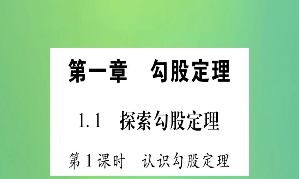 (江西专用)八年级数学上册 第1章 勾股定理 1.1 探索勾股定理 第1课时 认识勾股定理作业课件 (新版)北师大版 课件