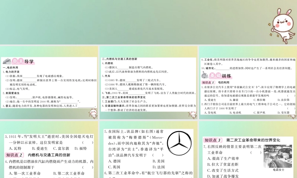 九年级历史上册 第六单元 资本主义制度的扩张和第二次工业革命 第23课 第二次工业革命课件 岳麓版 课件