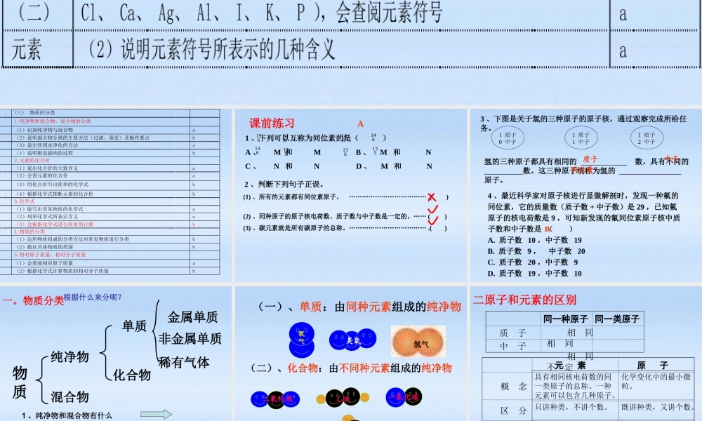 中考科学 元素复习课件 浙教版 课件