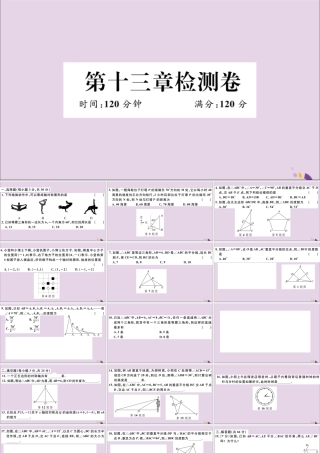(通用)秋八年级数学上册 第十三章 轴对称检测卷习题讲评课件 (新版)新人教版 课件