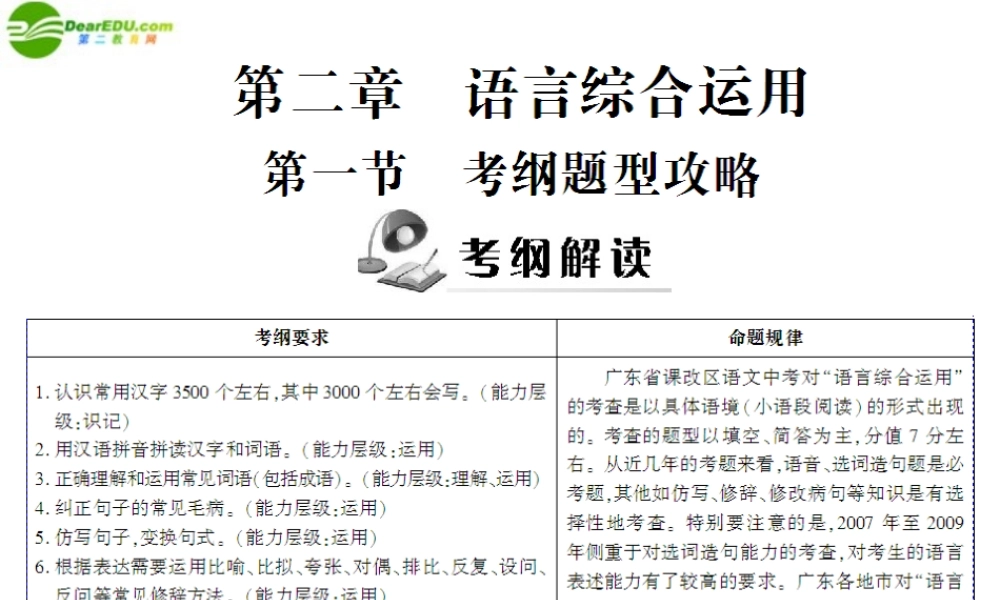 中考语文 第一部分 第二章 语言综合运用 第一节考纲题型攻略 配套课件 人教新课标版 课件
