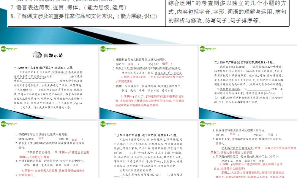 中考语文 第一部分 第二章 语言综合运用 第一节考纲题型攻略 配套课件 人教新课标版 课件