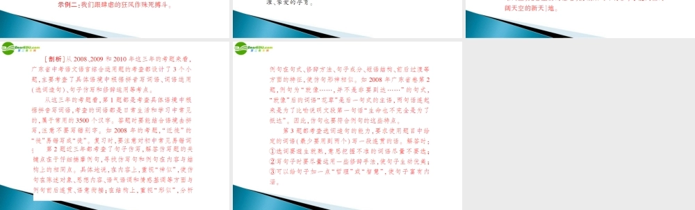 中考语文 第一部分 第二章 语言综合运用 第一节考纲题型攻略 配套课件 人教新课标版 课件