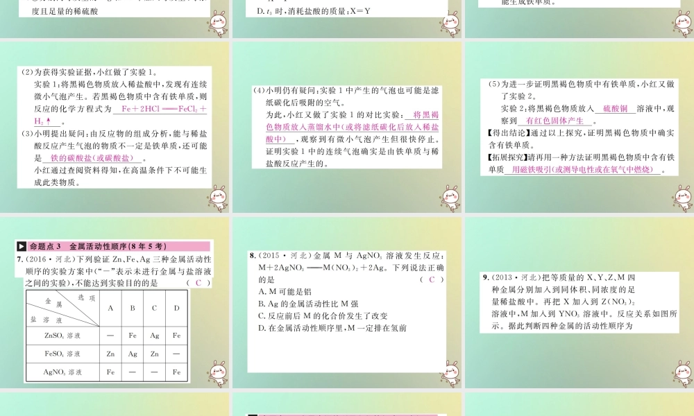 (河北专版)中考化学复习 主题一 身边的化学物质 第5讲 金属和金属矿物课件