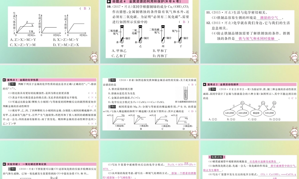 (河北专版)中考化学复习 主题一 身边的化学物质 第5讲 金属和金属矿物课件