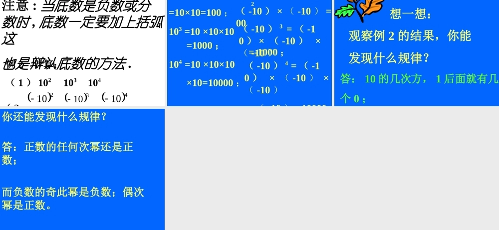 2.5 有理数的乘方 浙江省初一数学(上)全部课件整理 浙教版