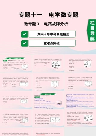 中考物理一轮复习 专题十一 电学微专题 微专题3 电路故障分析课件
