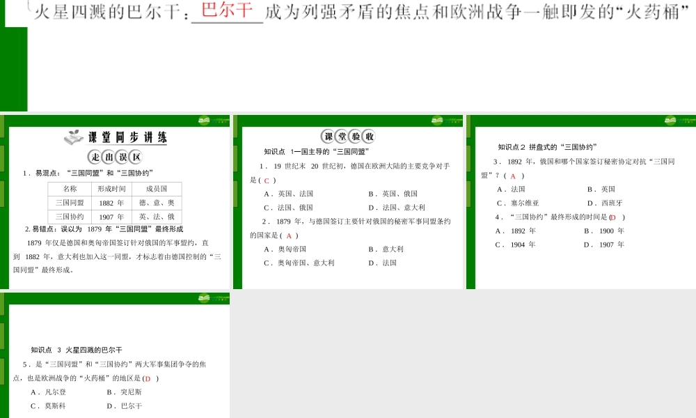 九年级历史上册 第三单元 第19课 缔约结盟的狂潮配套课件 北师大版 课件