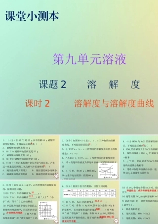 九年级化学下册 第九单元 溶液 课题2 溶解度 课时2 溶解度与溶解度曲线(小测本)课件 (新版)新人教版 课件