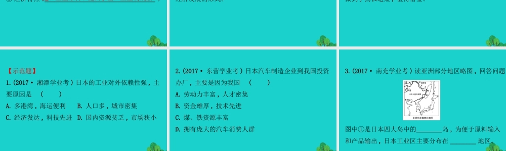七年级地理下册 第七章 第一节日本习题课件(新版)新人教版 课件