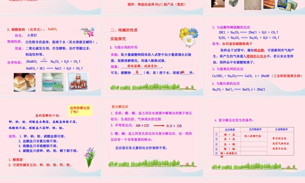 九年级化学下册 第八单元 第三节 海水 制碱课件 鲁教版 课件