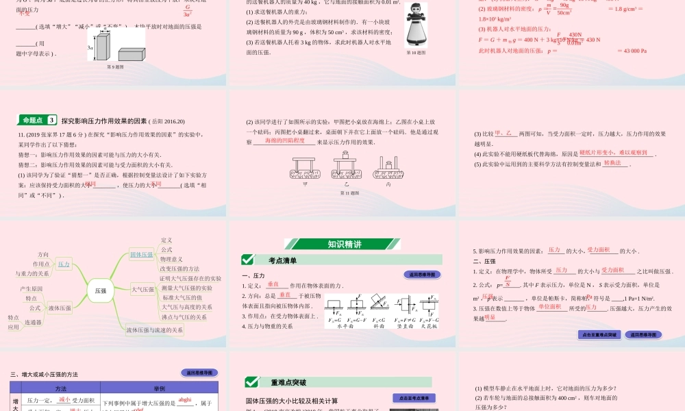 中考物理一轮复习 专题七 压强 第1节 固体压强课件