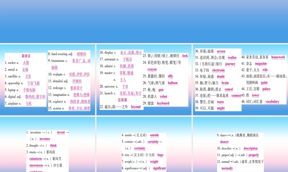 中考英语准点备考 第一部分 教材系统复习 考点精讲十六 九上 Unit 4课件