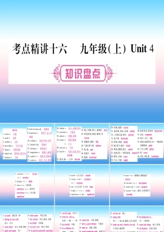 中考英语准点备考 第一部分 教材系统复习 考点精讲十六 九上 Unit 4课件