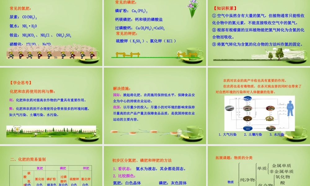 九年级化学下册 第11单元 课题2 化学肥料课件 (新版)新人教版 课件