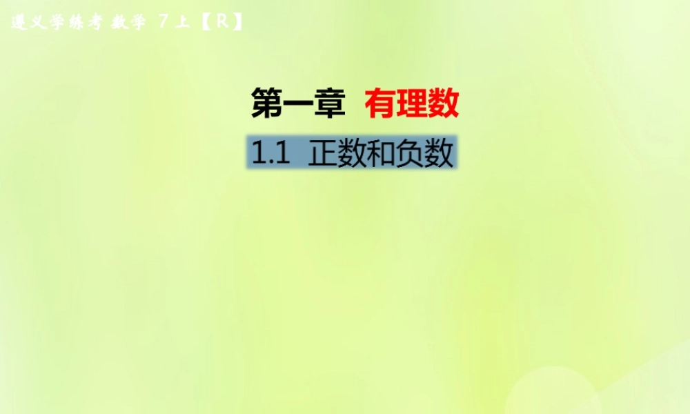 (遵义专版)七年级数学上册 第一章 有理数 1.1 正数和负数习题课件 (新版)新人教版 课件
