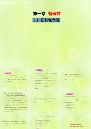 (遵义专版)七年级数学上册 第一章 有理数 1.1 正数和负数习题课件 (新版)新人教版 课件