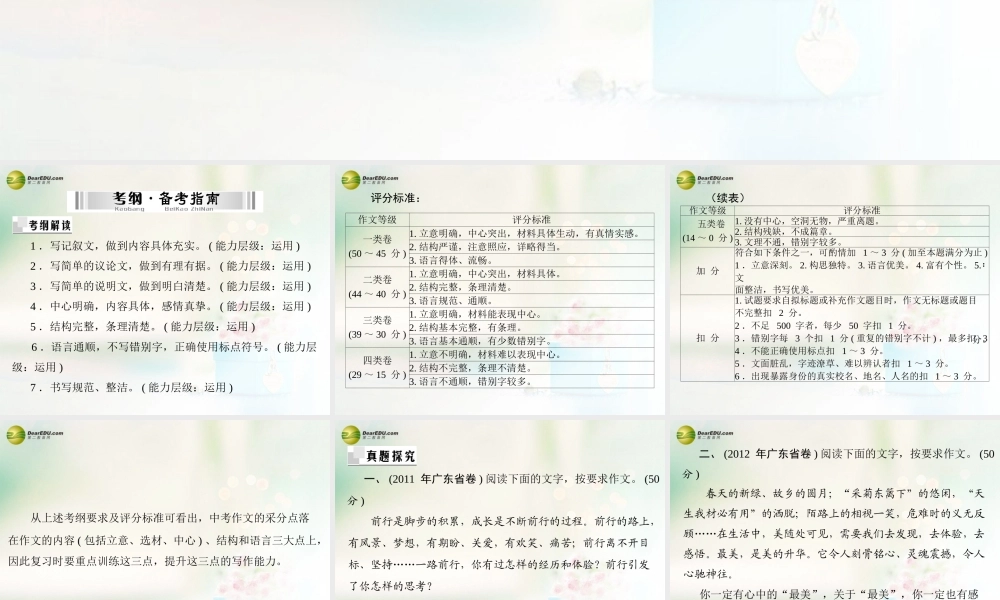 中考语文复习提能训练 写作课件(含中考真题) 课件