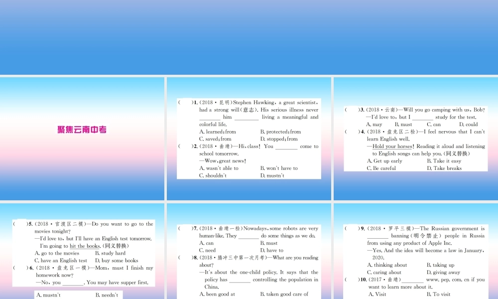 中考英语总复习 第二部分 语法专项突破篇 1基础语法(八)动词和动词短语习题课件