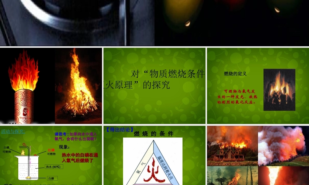 九年级化学上册 71 对 燃烧条件和灭火原理 的探究课件 (新版)新人教版 课件