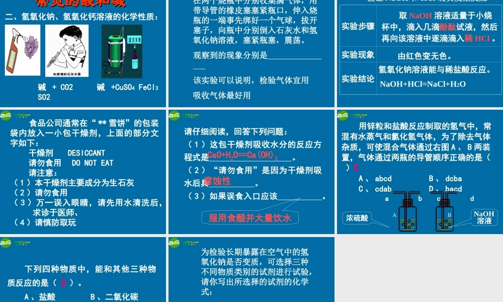 九年级化学 72常见的酸和碱课件7沪教版 课件