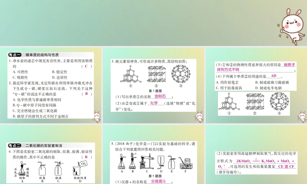 九年级化学上册 第六单元(碳和碳的氧化物)单元小结与复习课件 (新版)新人教版 课件