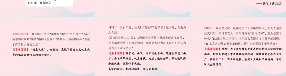 七年级历史下册 第二单元多元文化碰撞交融与社会经济高度发展 第11课 宋金南北对峙课件 北师大版 课件