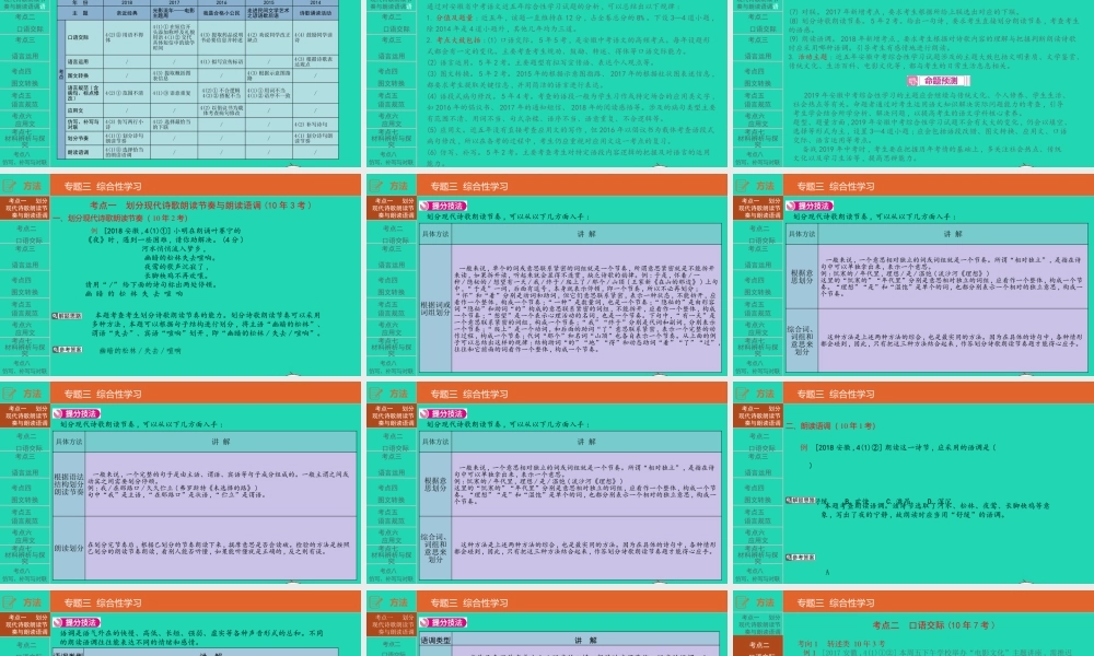 中考语文总复习 第二部分 语文积累与综合运用 专题三 综合性学习课件