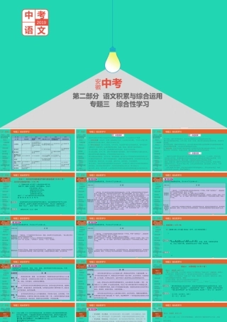 中考语文总复习 第二部分 语文积累与综合运用 专题三 综合性学习课件