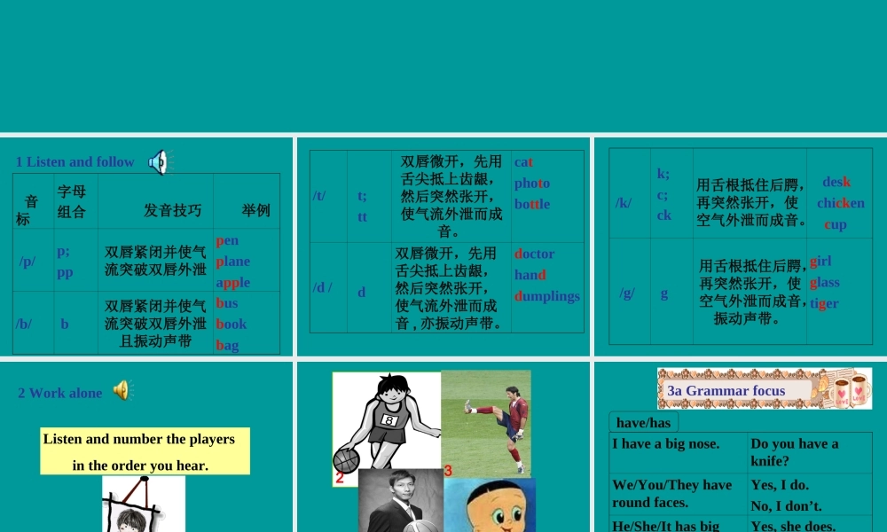 Topic1 sectionD 七年级英语上：Unit 2 Topic 1 I have a small nose课件(仁爱版)