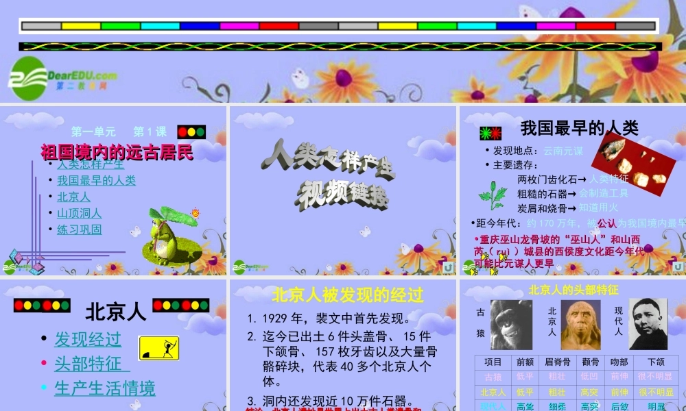七年级历史上册 第1课祖国境内的远古居民课件 人教新课标版 课件