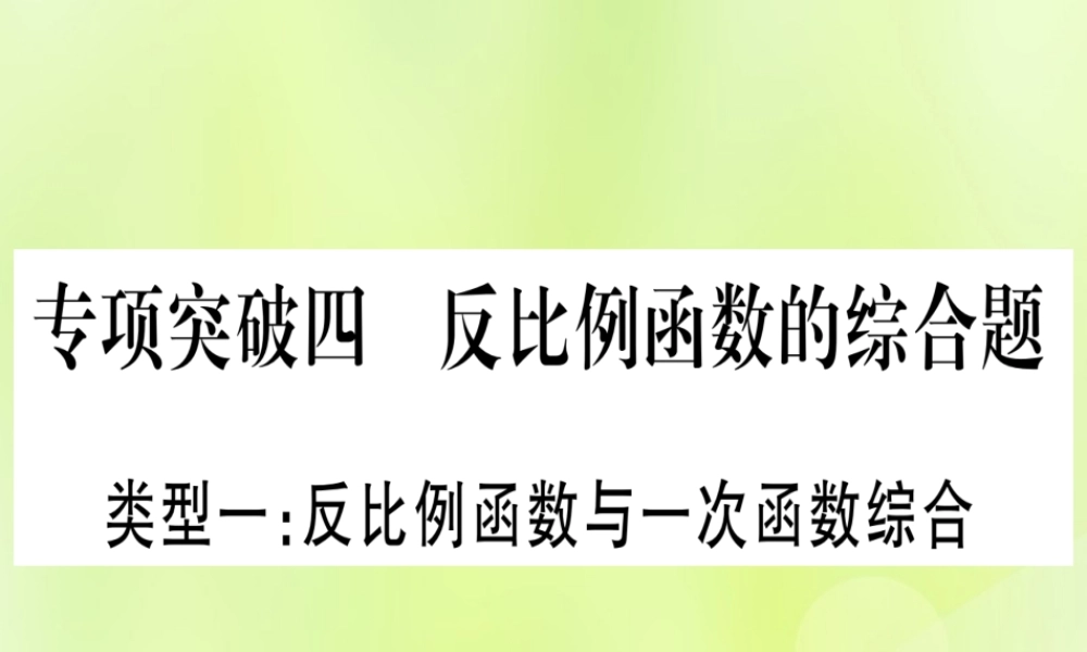 (湖北专用版)版中考数学总复习 第二轮 专项突破4 反比例函数的综合题 类型1 反比例函数与一次函数综合实用课件